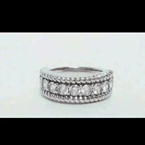 Silver 925 Pave Twist CZ Band Ring Size 5